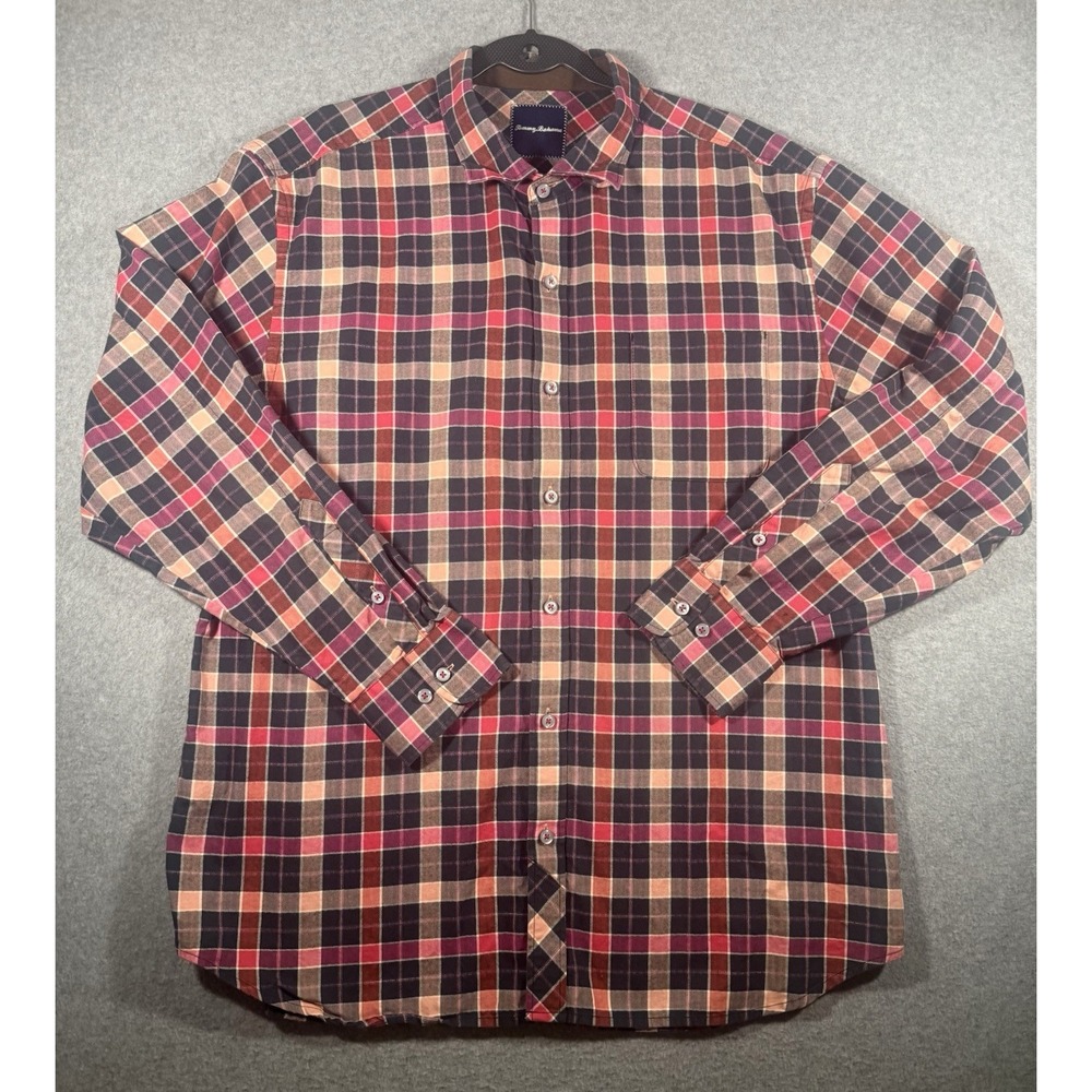 Tommy Bahama Men's XL Plaid Long Sleeve Button-Up Shirt Cotton Multicolor